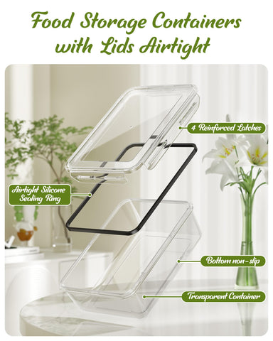 Canfanni square containers in multiple sizes for efficient leftovers and meal prep.