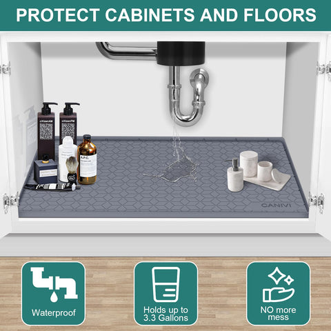 CANIVI raised-edge design helps keep liquids from reaching cabinet floor.
