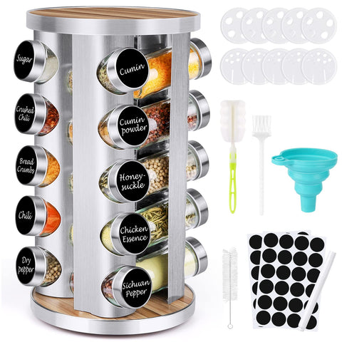 Cantami spice rack rotating platform for easy access to spices.