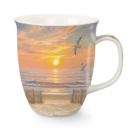Cape Shore Ocean Harbor Mug with sunset wrap, ideal for relaxing morning coffee.