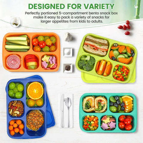 Caperci 5-compartment design keeps foods separated for variety.