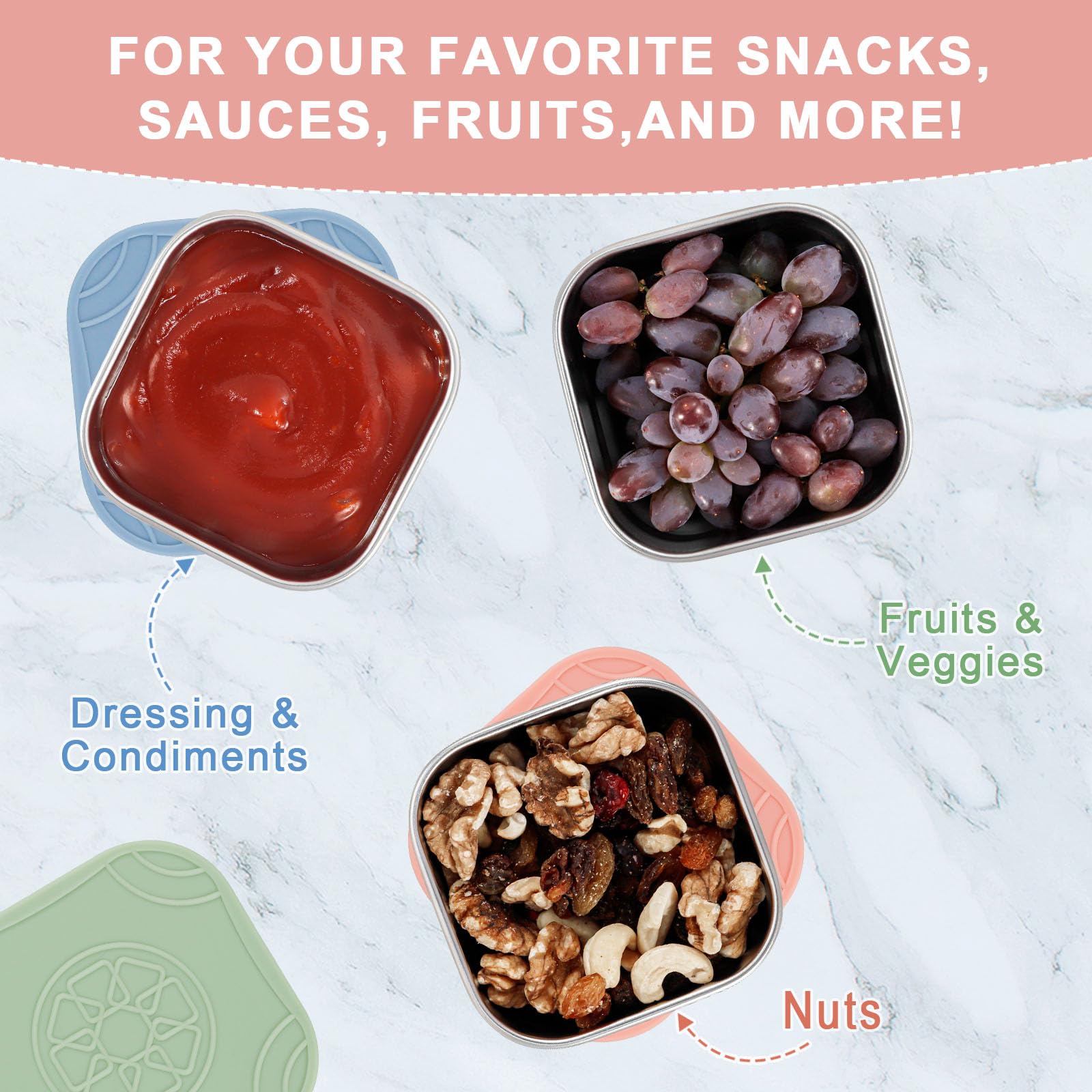 Dishwasher-safe stainless steel containers from Caperci for easy cleanup.
