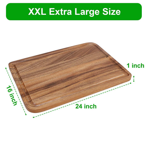 Caperci acacia cutting board built-in handles enable easy transfer from kitchen to table