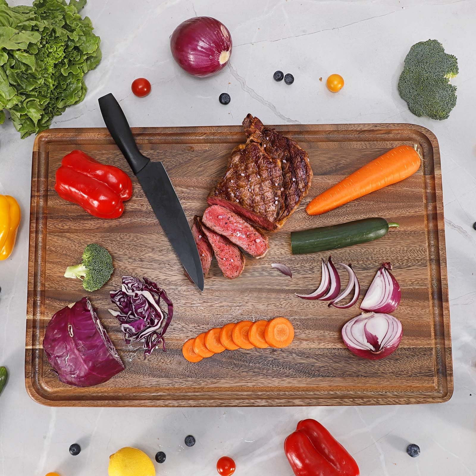 Caperci acacia cutting board smooth sanded edges for safe prep