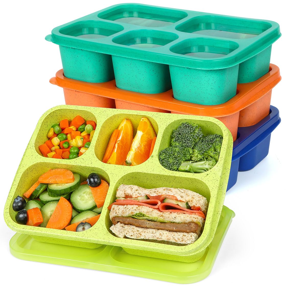 Caperci 4-pack bento box with five compartments for balanced meals on the go.