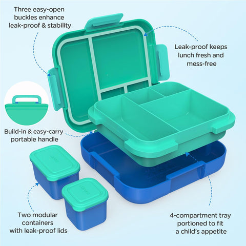 Caperci Bento Box for Kids leak-proof lid system keeps food secure during transport.