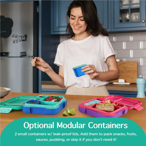 Caperci Bento Box for Kids left compartment fits a drink for a complete lunch.