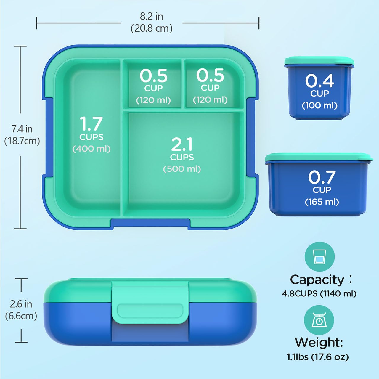 Caperci Bento Box for Kids portable handle makes carrying easy for school.