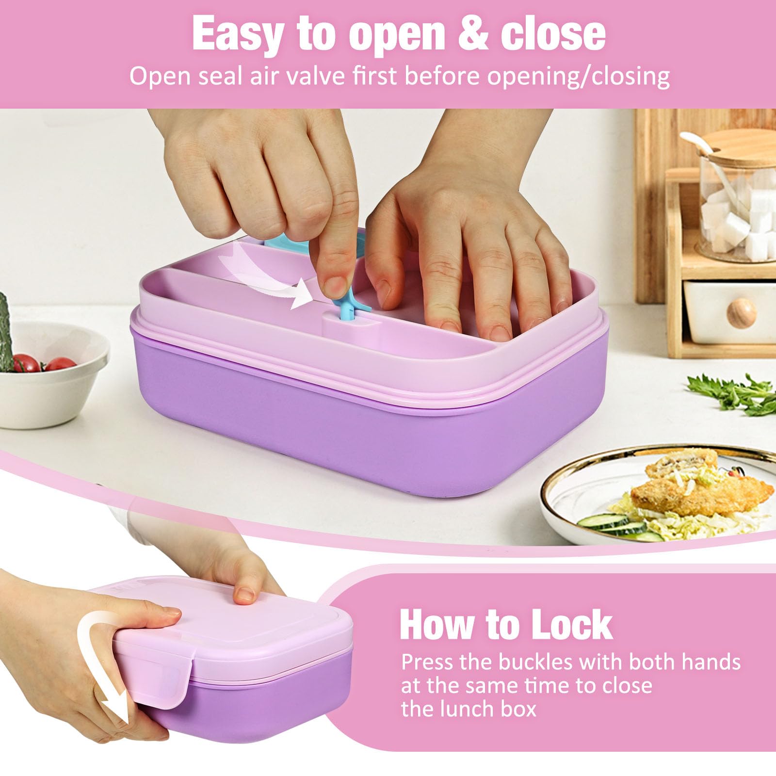 Caperci bento box with sauce container prevents spills during lunch