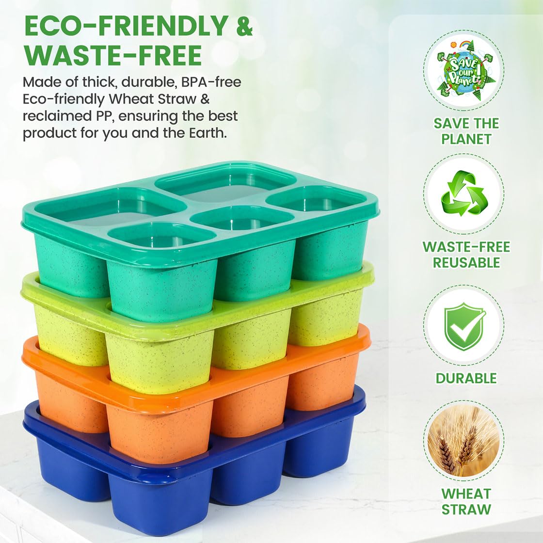 Caperci bento lids in four colors for quick, organized meal prep.