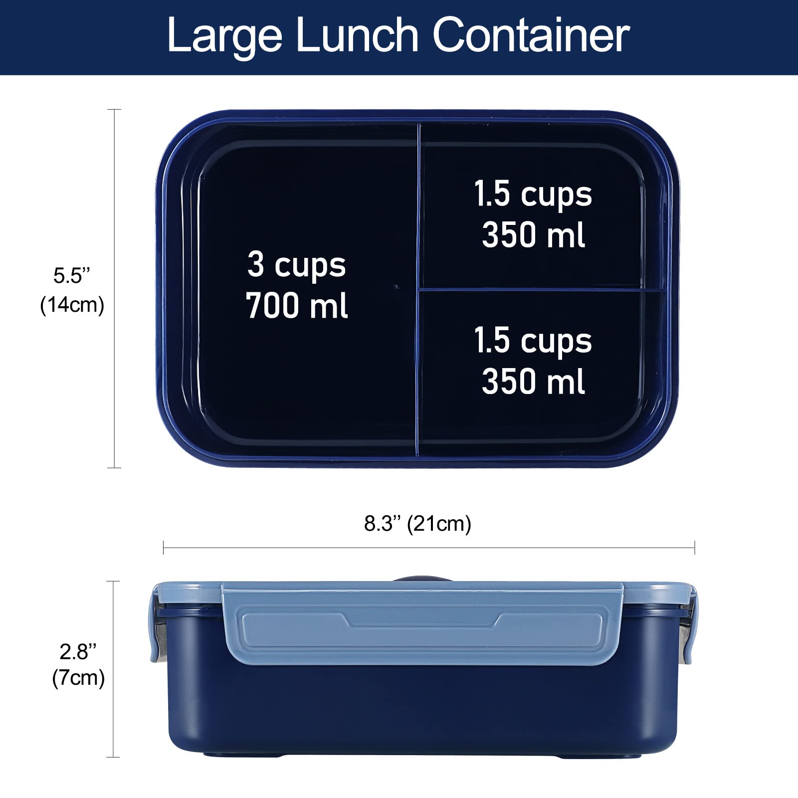 Caperci Classic Bento Box 3-compartment tray keeps portions organized for balanced lunches.