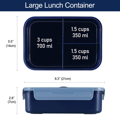 Caperci Classic Bento Box 3-compartment tray keeps portions organized for balanced lunches.