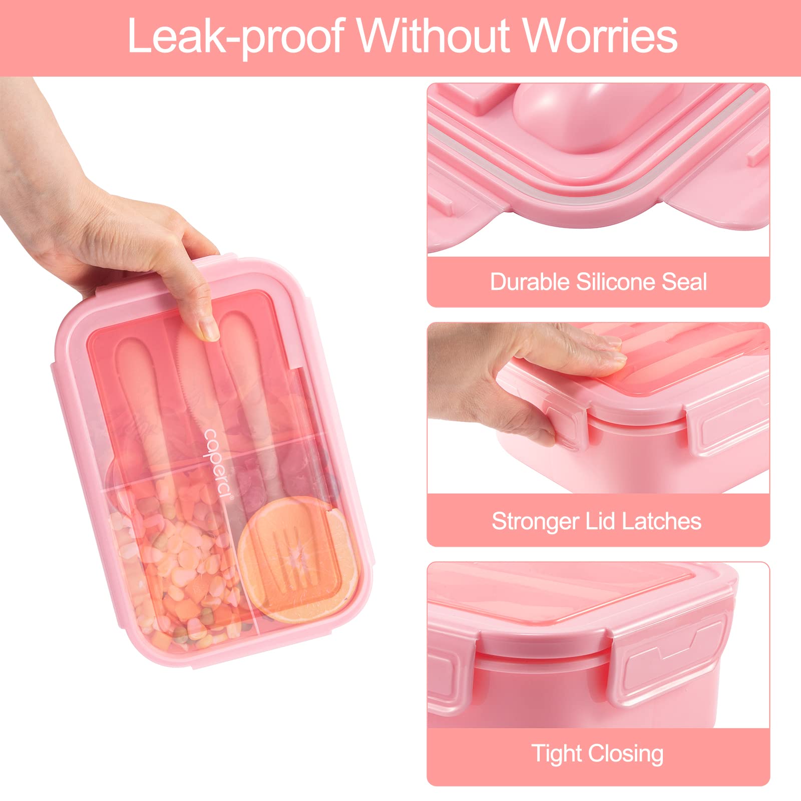 Caperci Classic Bento Box built in utensils included for meals away from home