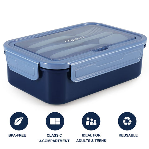 Caperci Classic lunch box top rack dishwasher-safe tray simplifies cleanup.