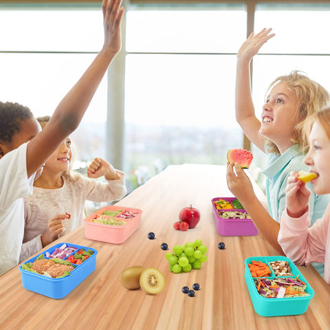 Caperci Classic lunchbox-built-in-utensils keeps fork, knife, and spoon handy.