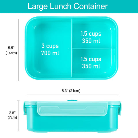 Caperci Classic lunchbox-open-tray, showcasing three compartments for organized portions.