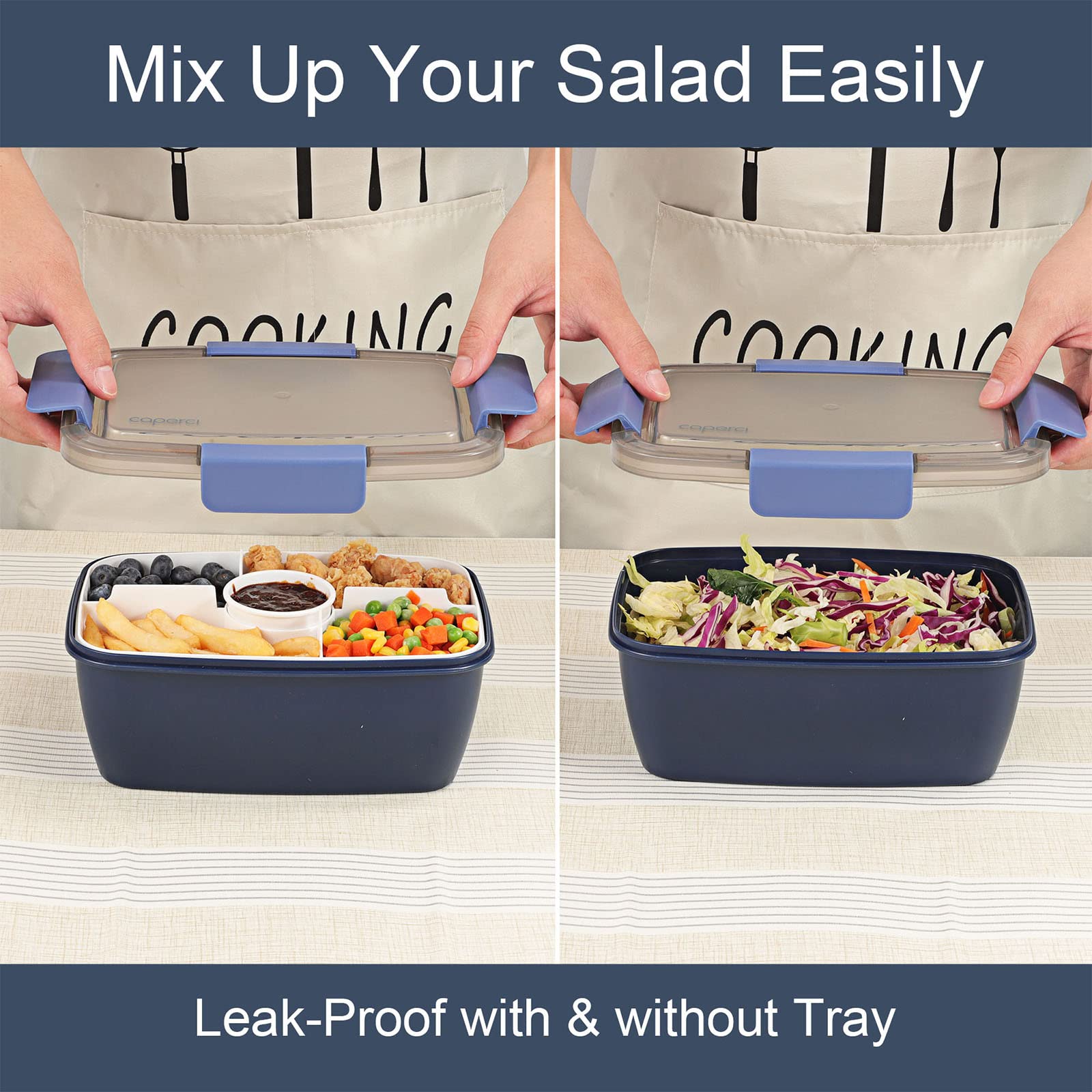 Caperci five-compartment tray keeps toppings organized and fresh.