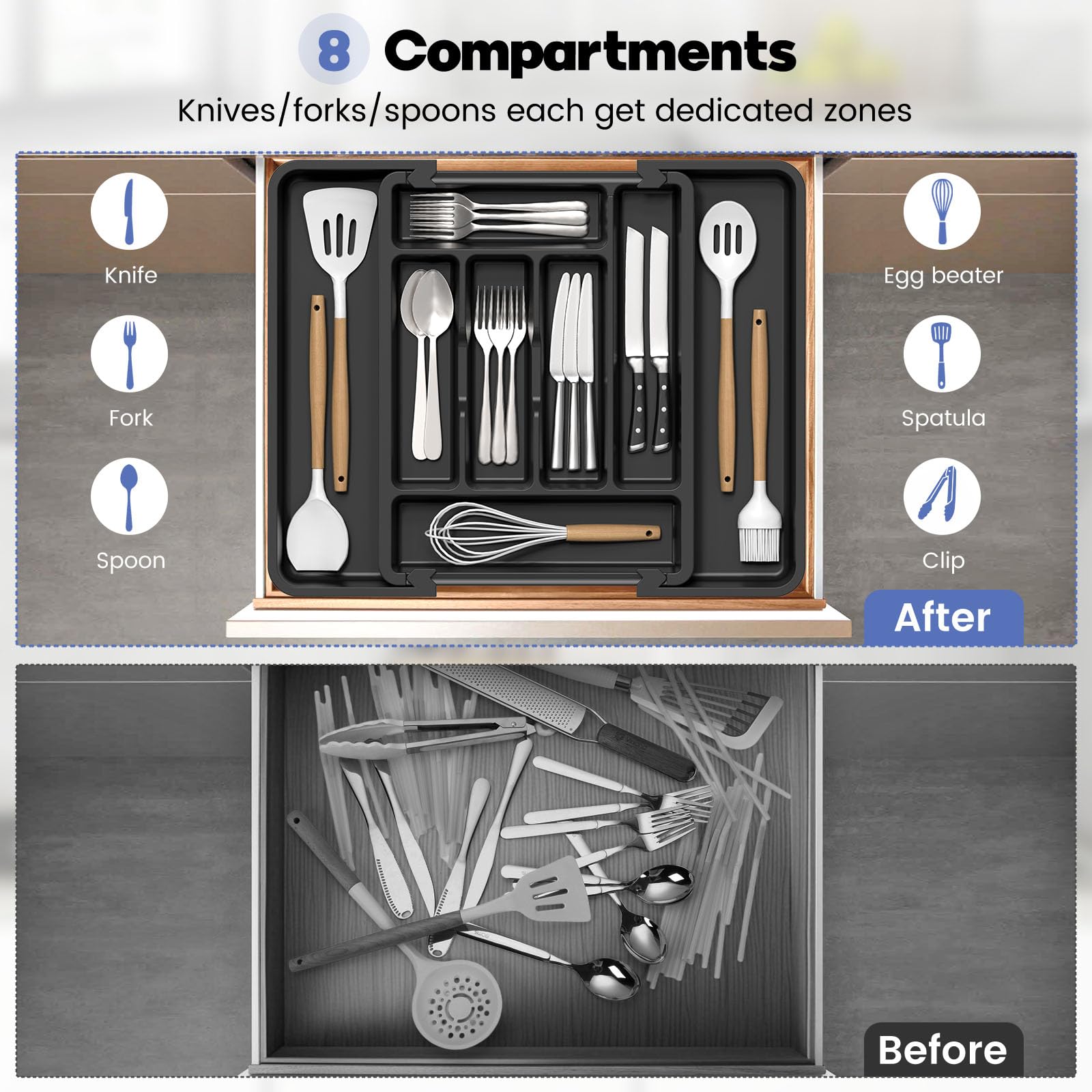 Caperci multipurpose organizer holds utensils, makeup, or craft tools neatly