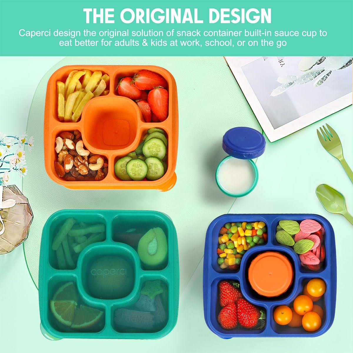 Caperci Original five-compartment layout highlighting organized portion control