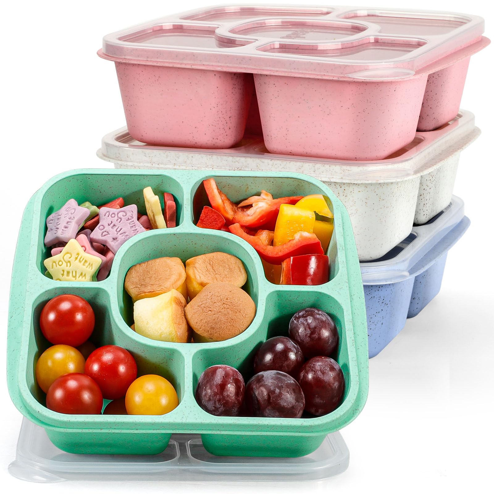Caperci Original Bento 5-compartment box with multicolor lids for organized kid snacks.