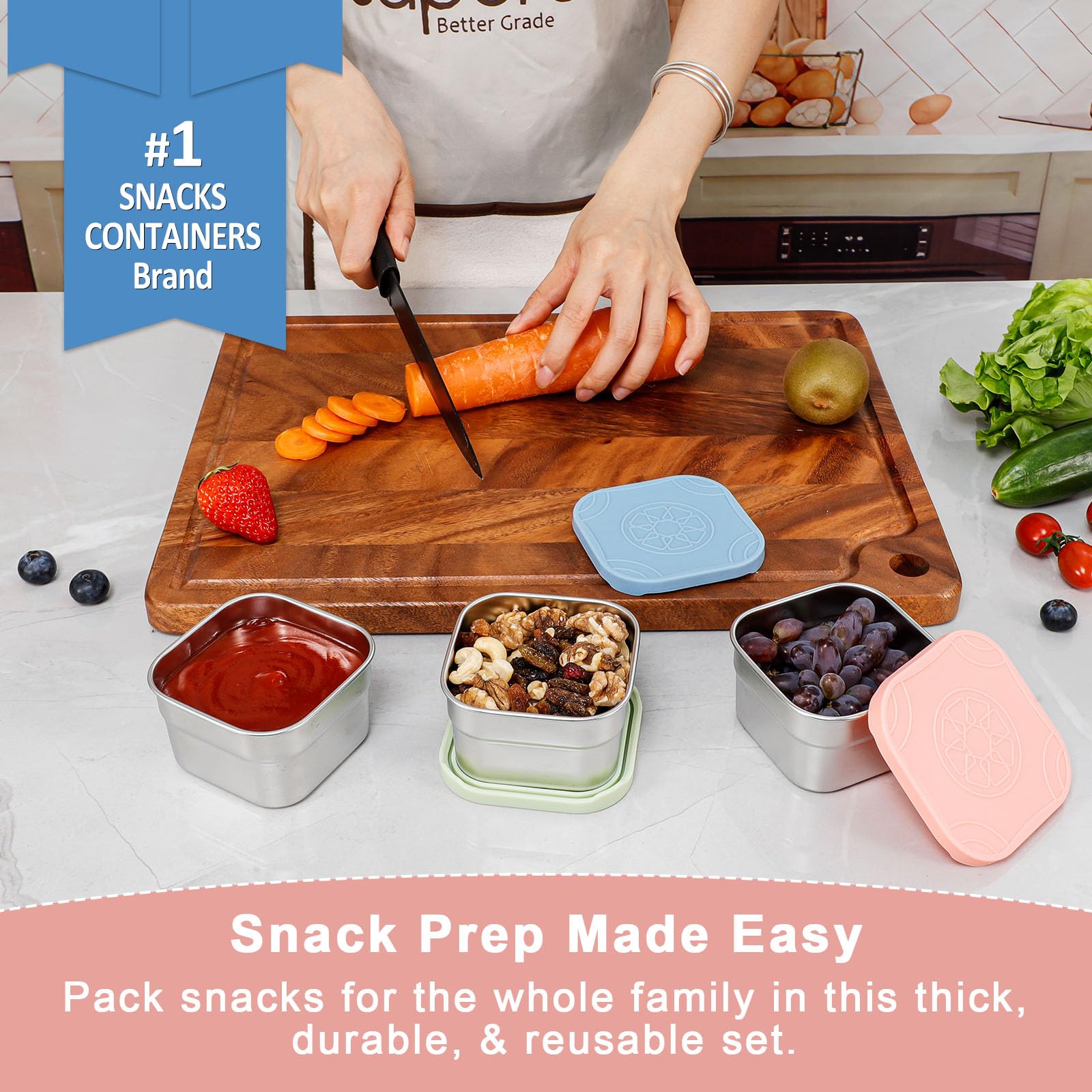 8.1 oz capacity container with leak-proof silicone lid by Caperci.