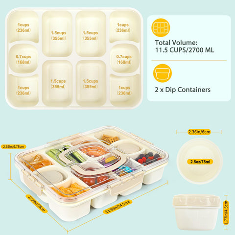 Caperci Snackle Box 10-compartment tray providing ample space for fruits.