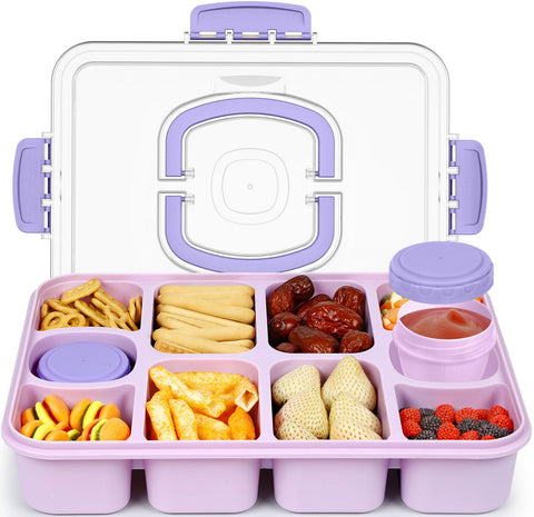 Caperci Snackle Box orchid with ten compartments for organized snacks on the go.