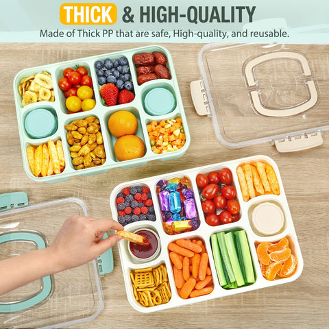 Caperci Snackle Box dressing containers closeup highlighting built-in leak-proof dips.