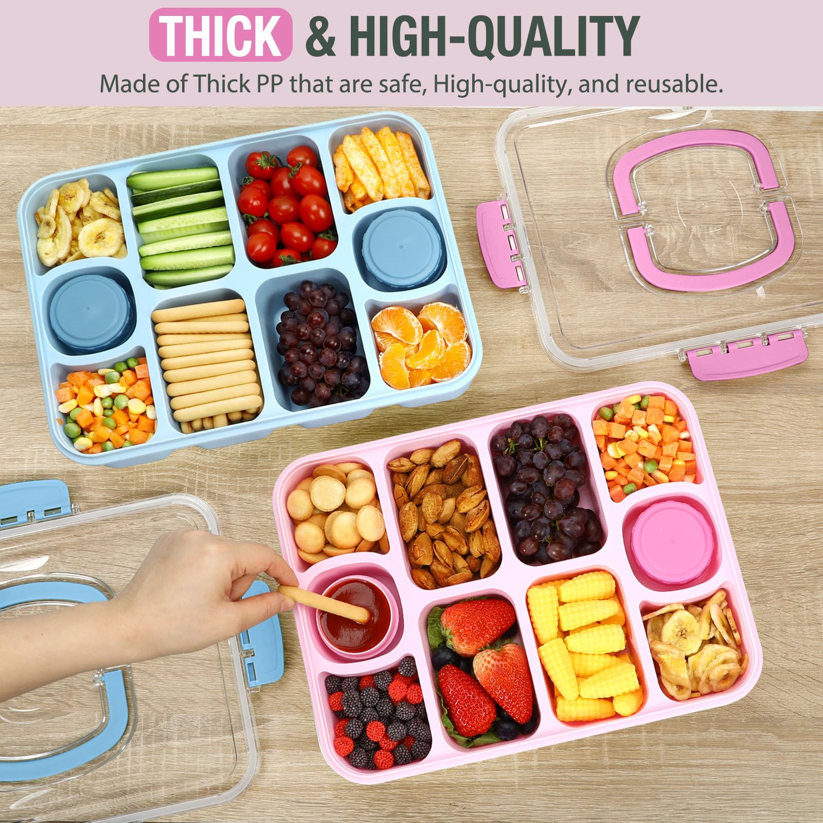 Caperci Snackle Box with leak-proof lid keeps dips secure during travel.