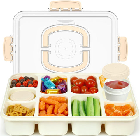 Caperci Snackle Box top view showing organized snack compartments for diverse snacks.