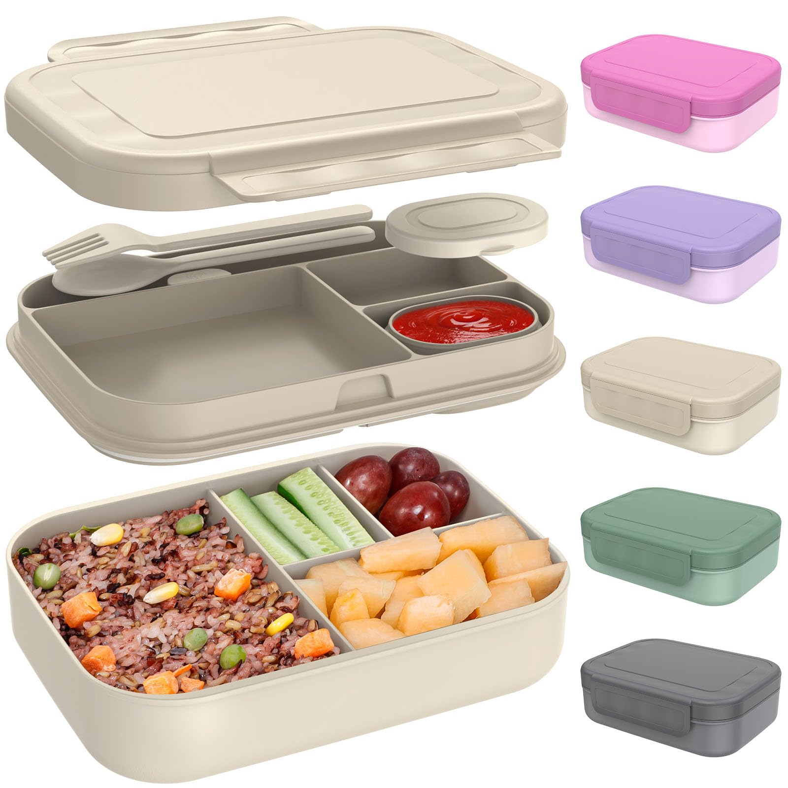 Caperci stackable bento box open with four compartments for easy meal prep