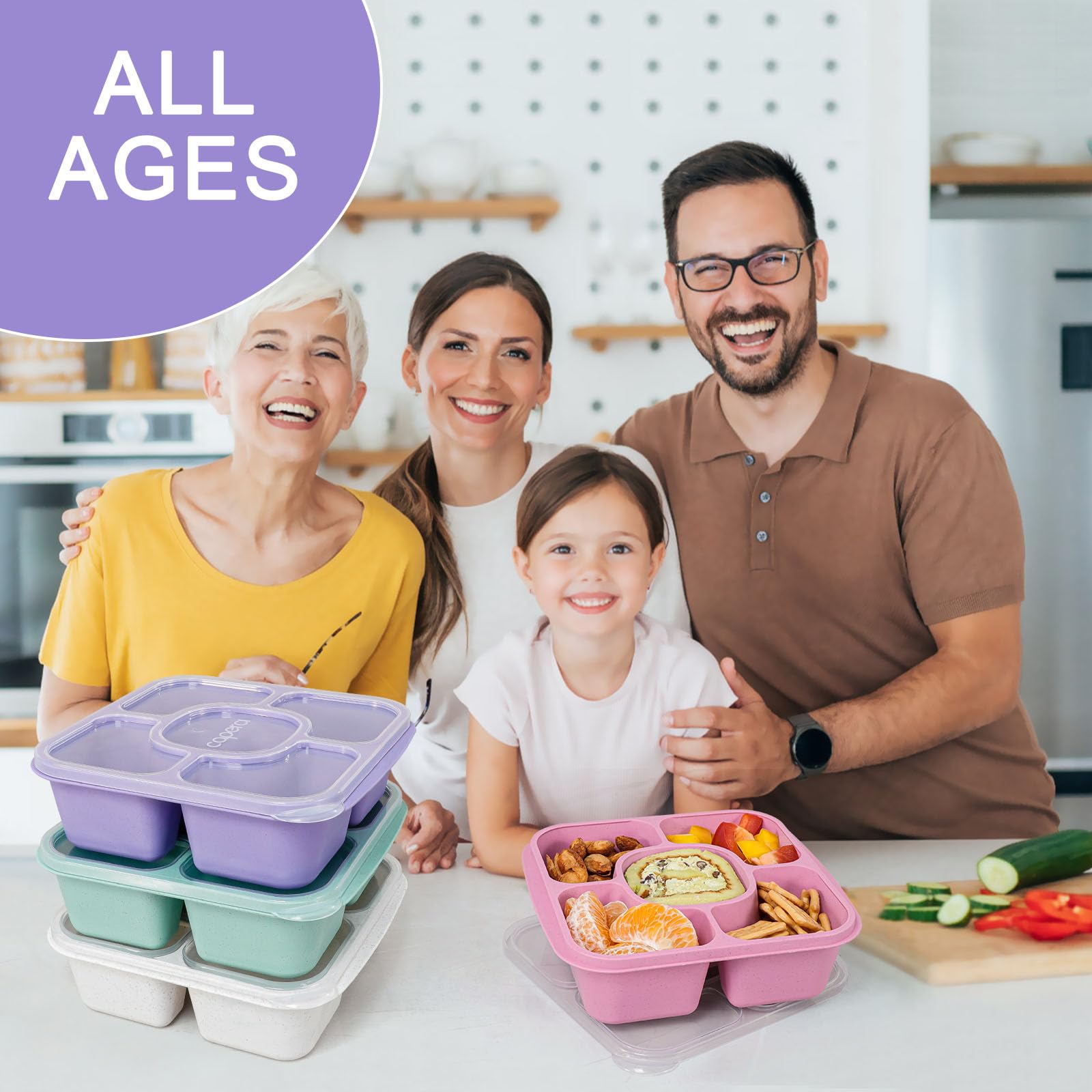 Caperci stackable snack containers save pantry space.
