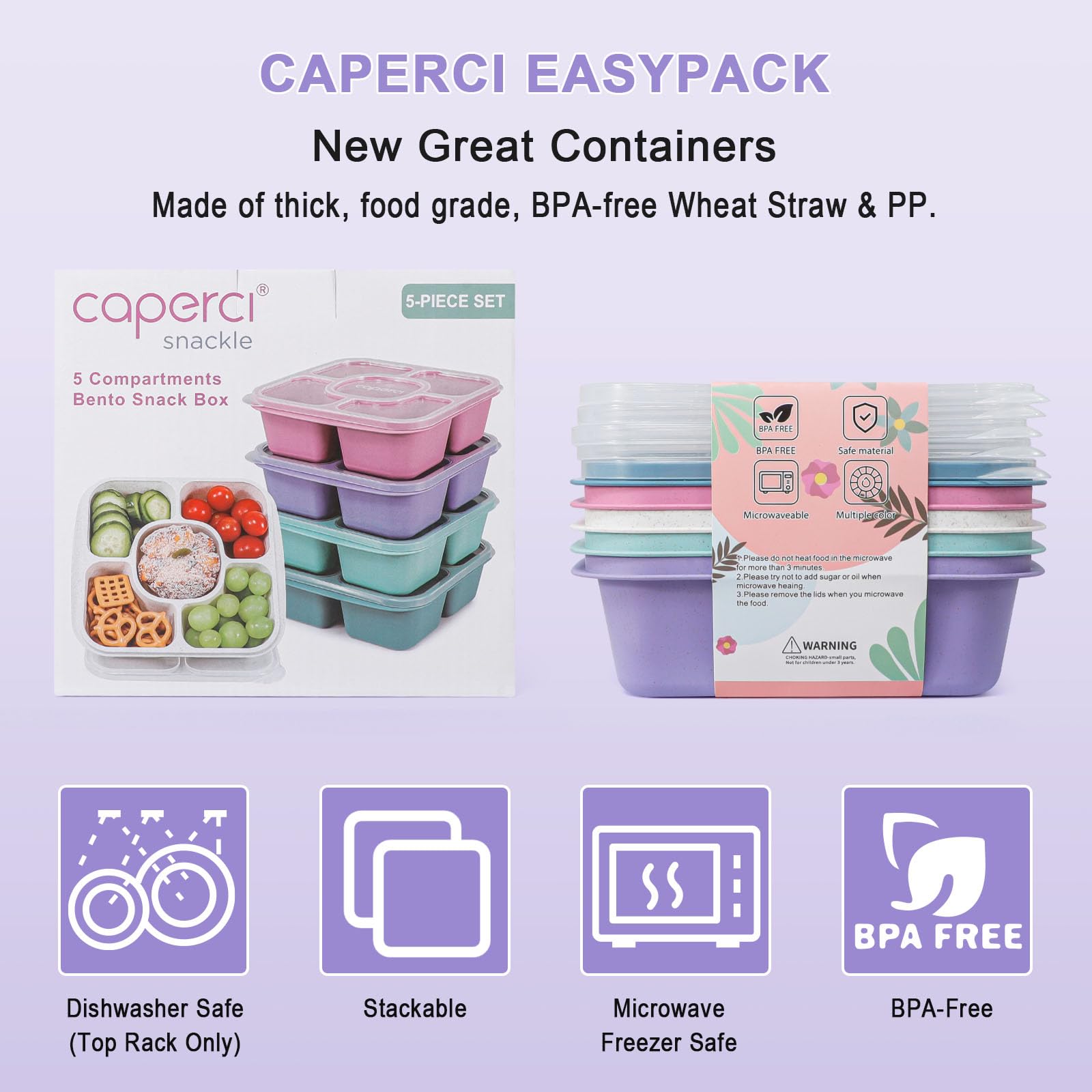 Caperci wheat straw material highlights eco friendly, BPA-free construction.