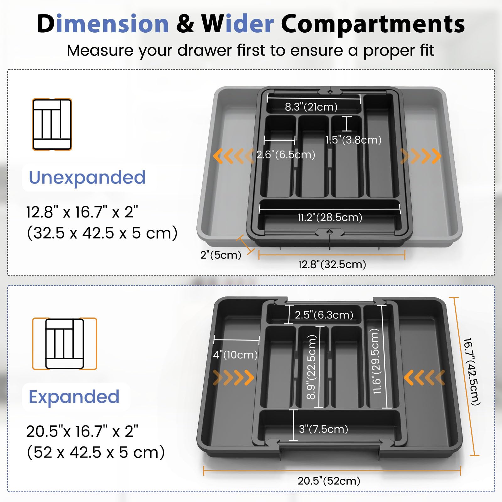 Caperci wide compartments separate forks, spoons, and knives for quick access