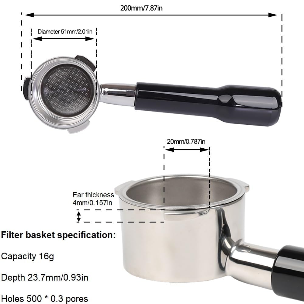 CAPFEI 14-16g filter basket included for standard dosing.