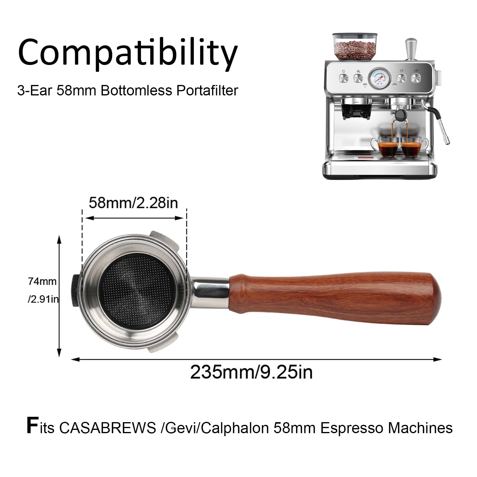 CAPFEI bottomless 58mm flow view helps spot channeling during extraction.