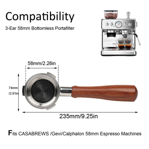 CAPFEI bottomless 58mm flow view helps spot channeling during extraction.