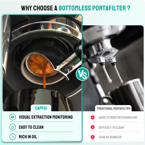 CAPFEI bottomless portafilter easy to clean with no dead corners.