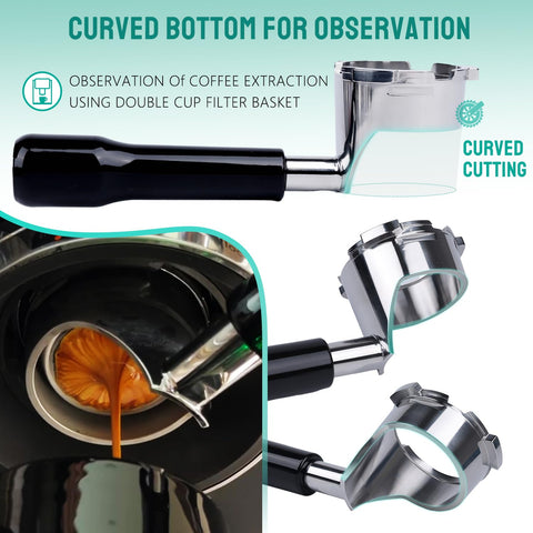 CAPFEI bottomless portafilter flat tamping edge supports consistent tamping.