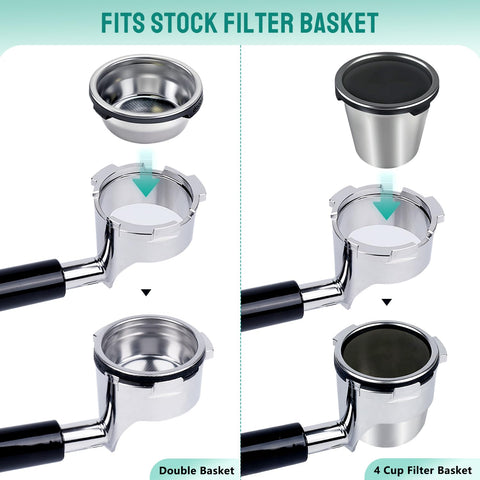 CAPFEI bottomless portafilter fits stock Ninja Luxe basket with no extra basket needed.