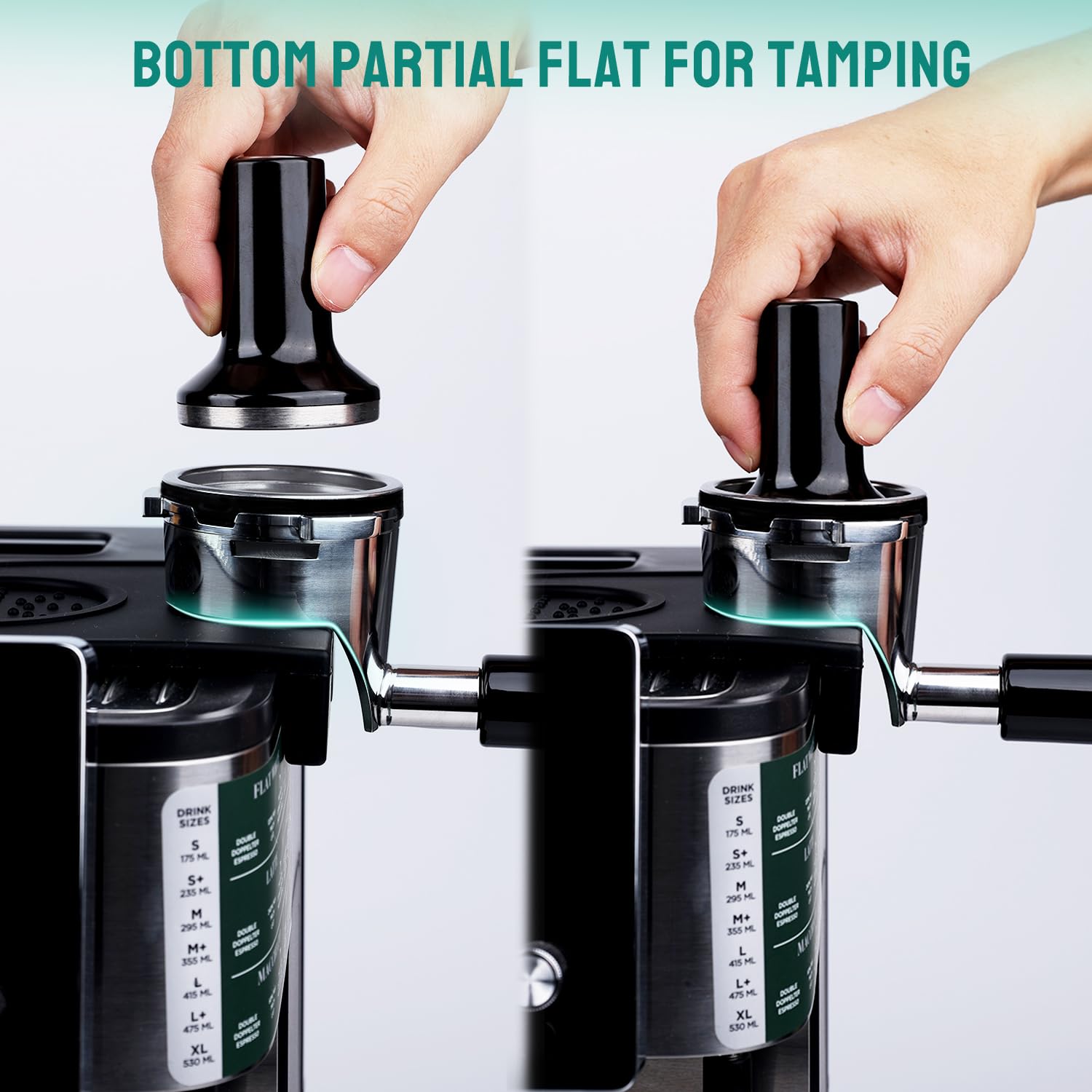 CAPFEI bottomless portafilter made from SUS304 steel for durability and cleaning ease.