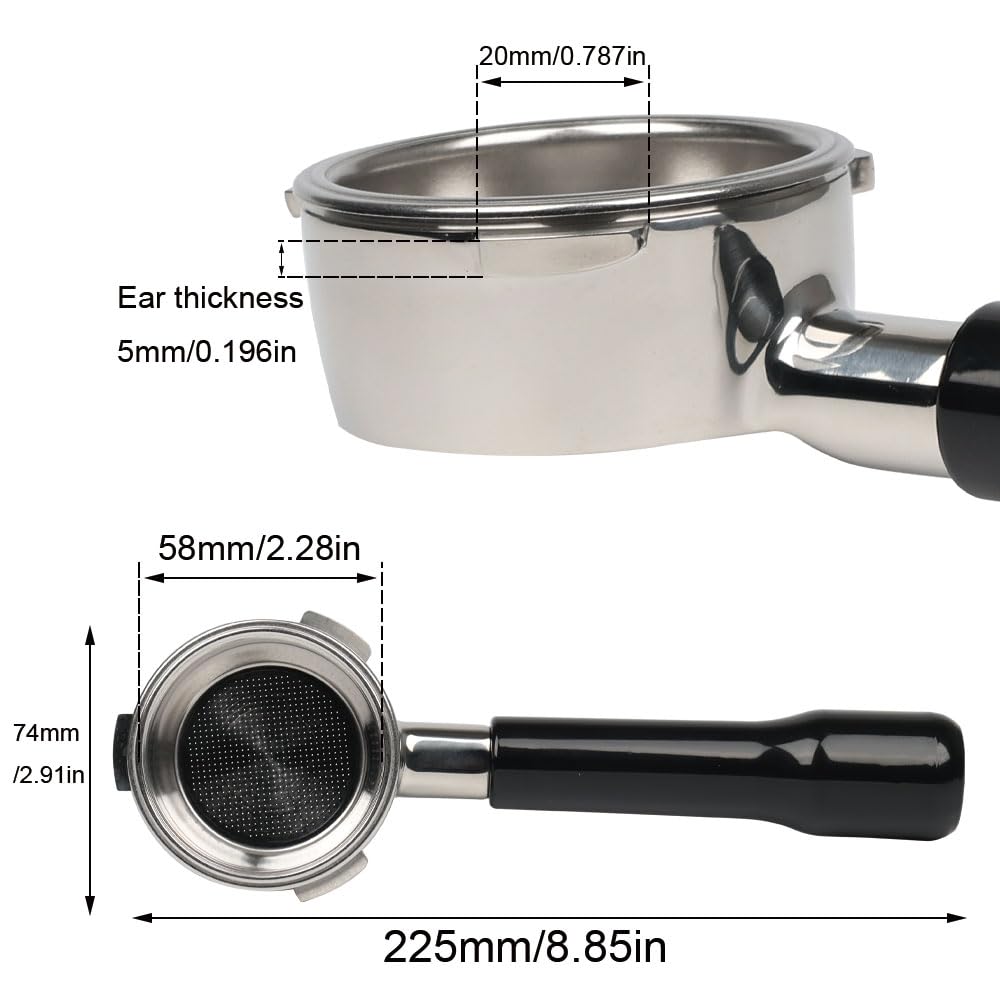 CAPFEI stainless steel 58mm filter basket included for durable filtration
