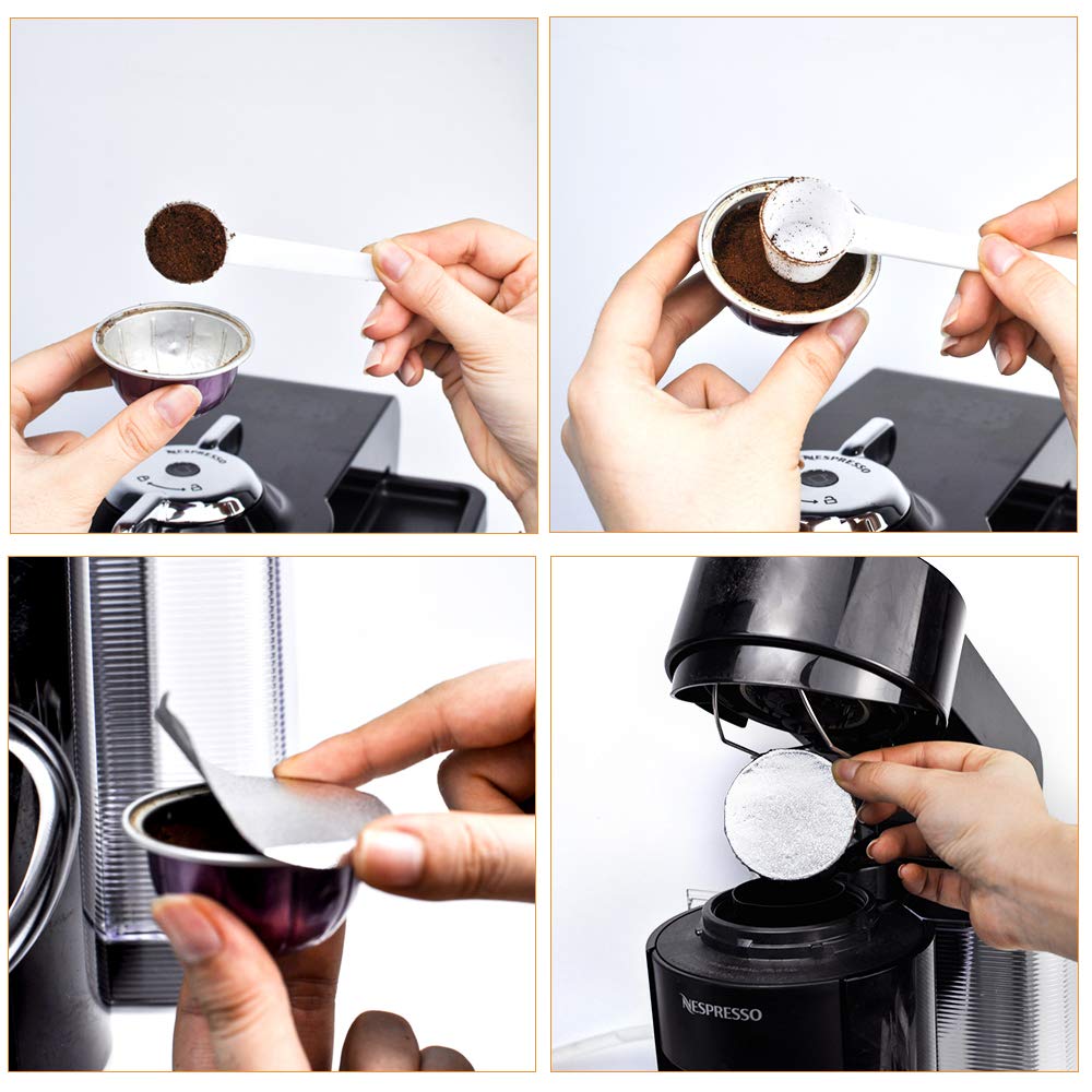 Durable aluminum foil lids for VertuoLine, designed to reduce waste and extend pod life.