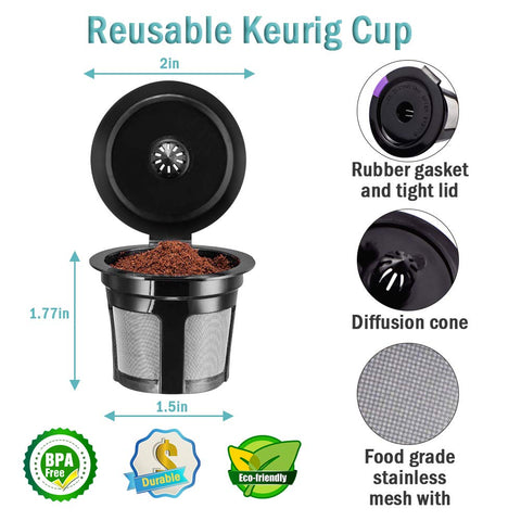 CAPMESSO filter lid attached to Keurg cup for tidy disposal.