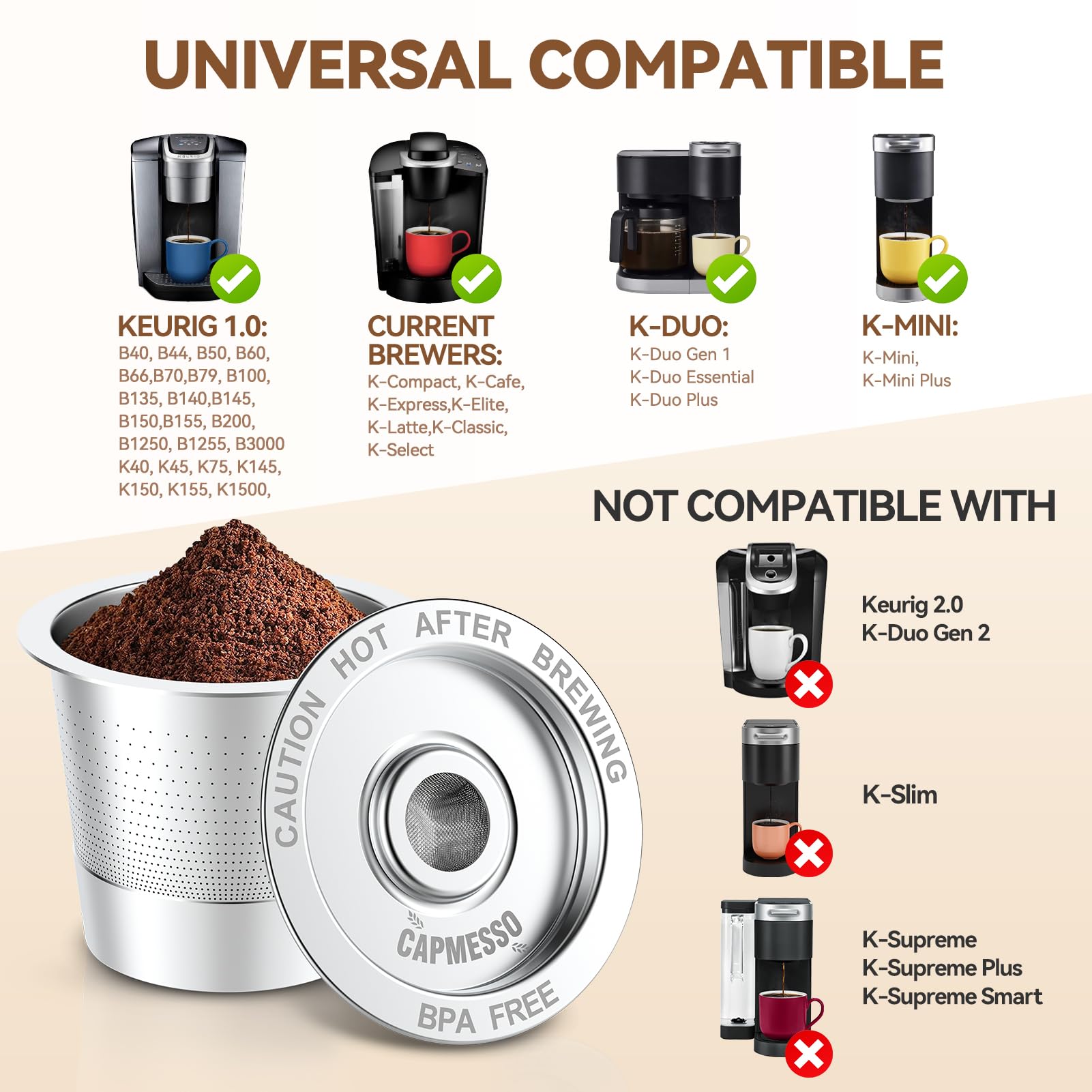 Capmesso stainless steel K-Cups durable, repeat use