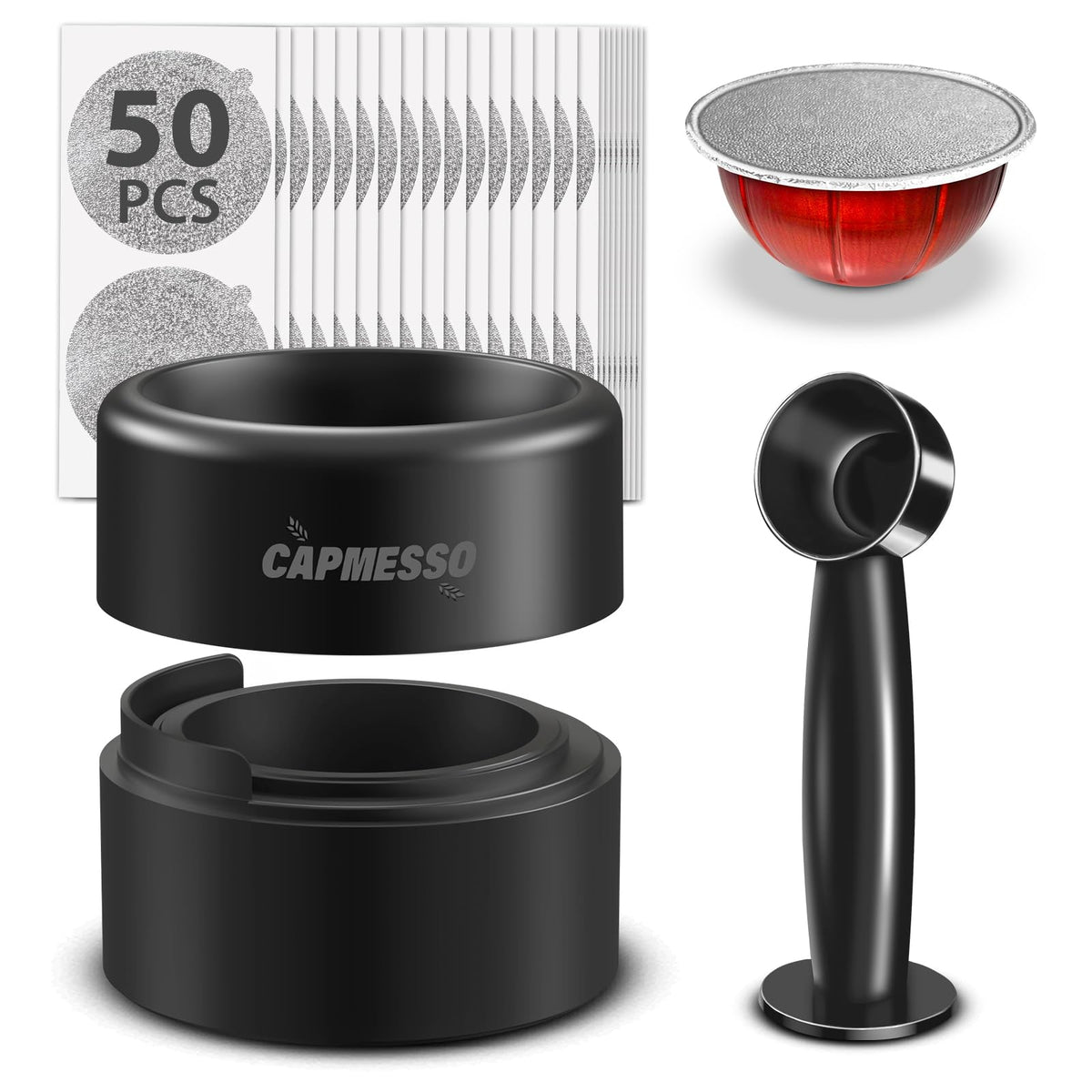 CAPMESSO Vertuoline pod refill kit with foil lids for secure seals and fresher coffee