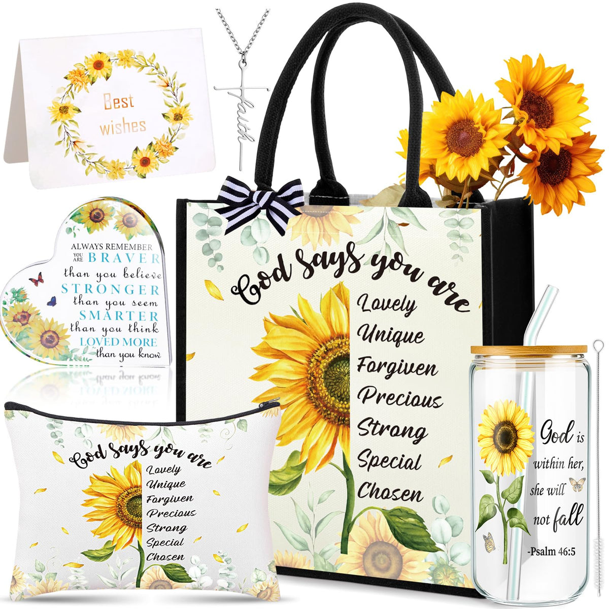 Capoda sunflower tote bag with double-sided print for daily faith storage