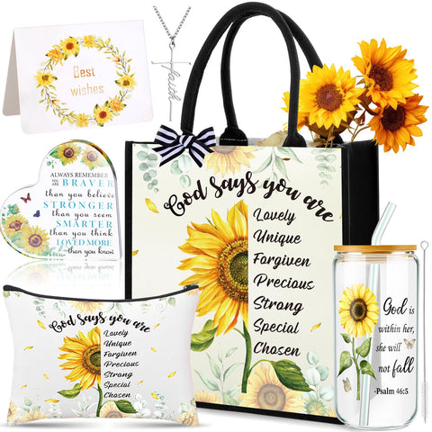Capoda sunflower tote bag with double-sided print for daily faith storage
