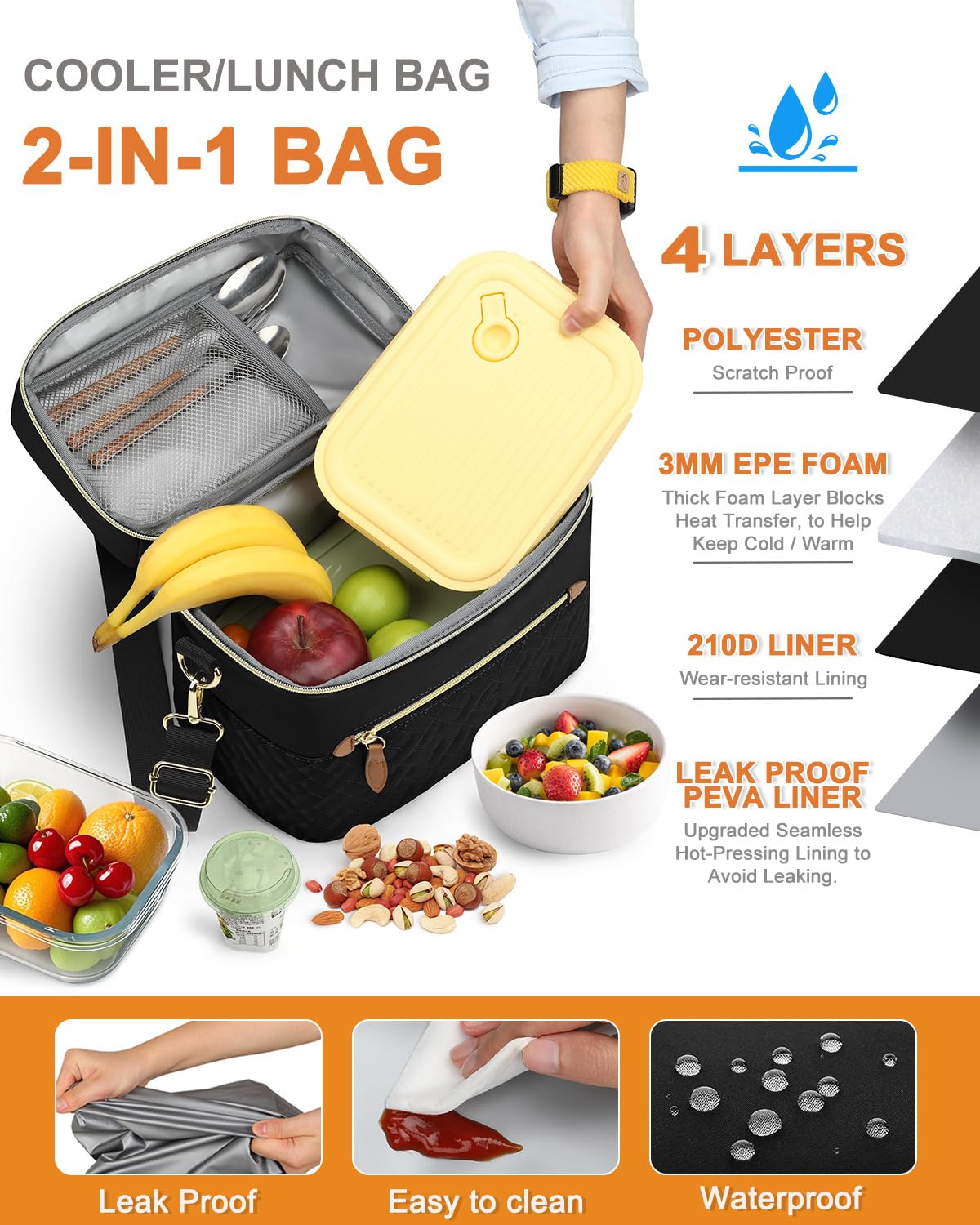 Capolo lunch box with removable strap enables shoulder or crossbody carry