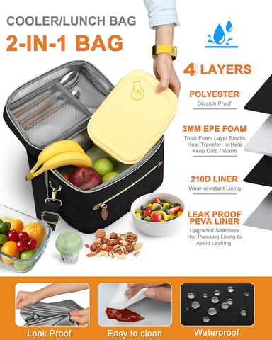 Capolo lunch box with removable strap enables shoulder or crossbody carry